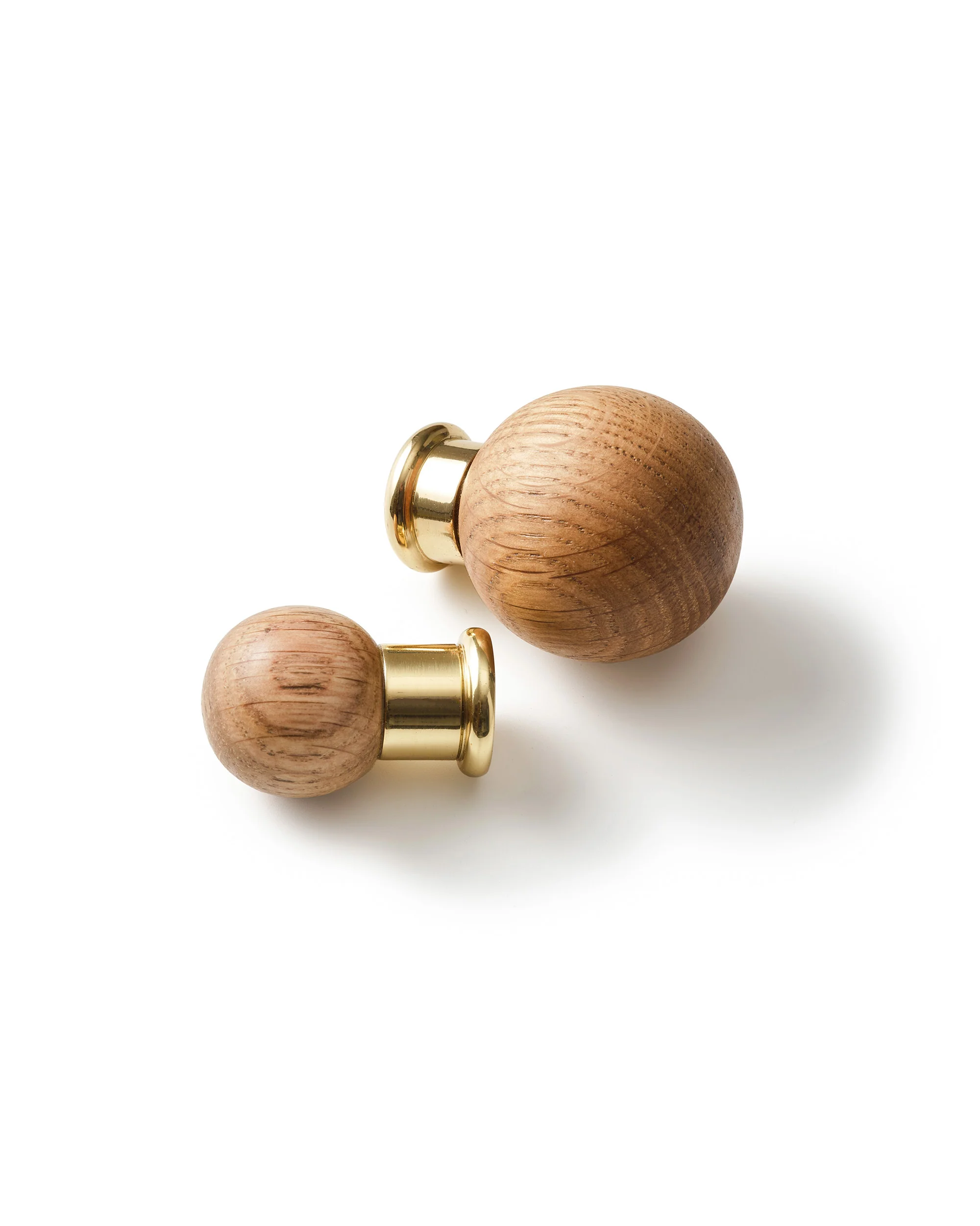 Natural Oak Knob, Brass - Image 4