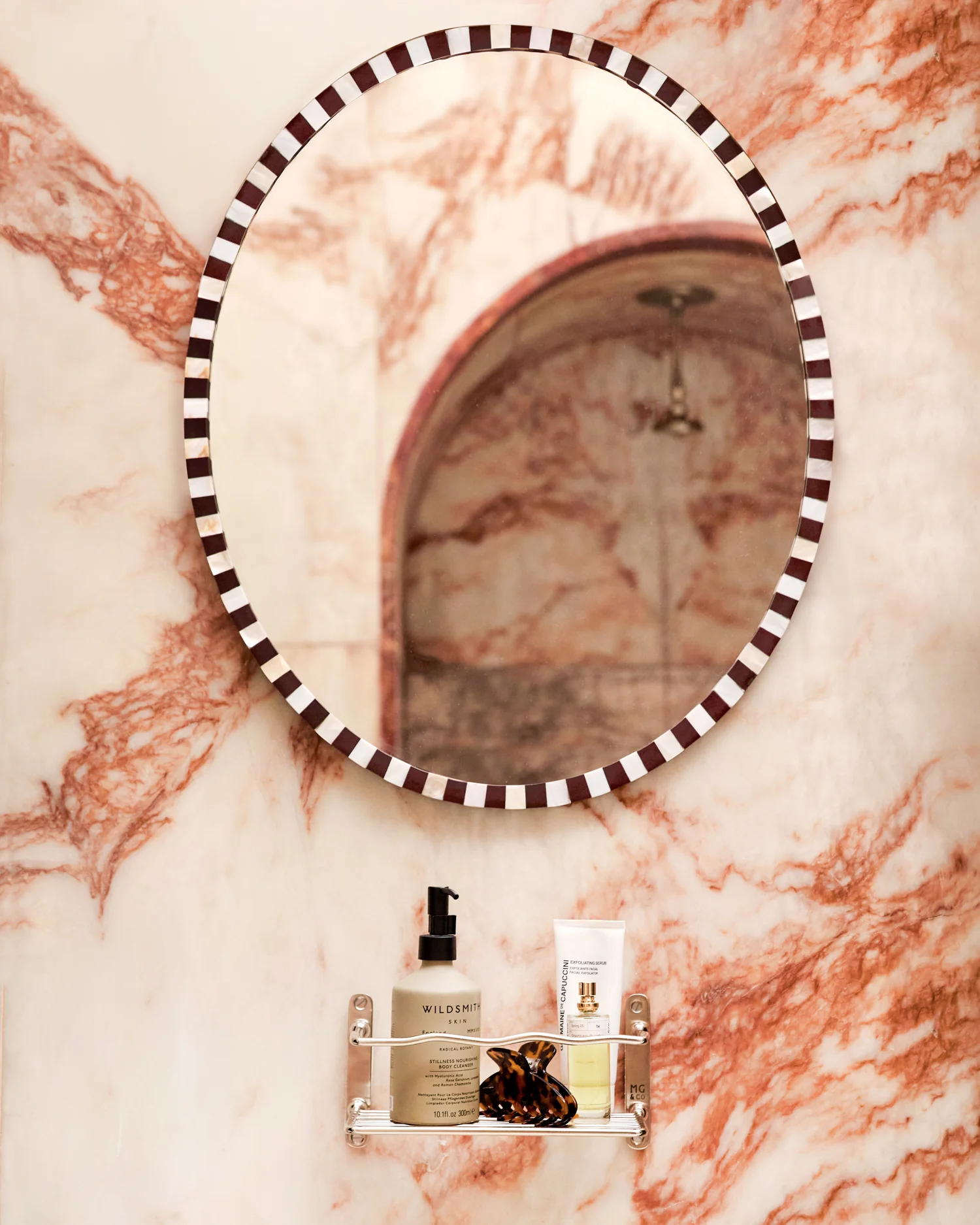 Pearl Oval Mirror, Chocolate - Image 3