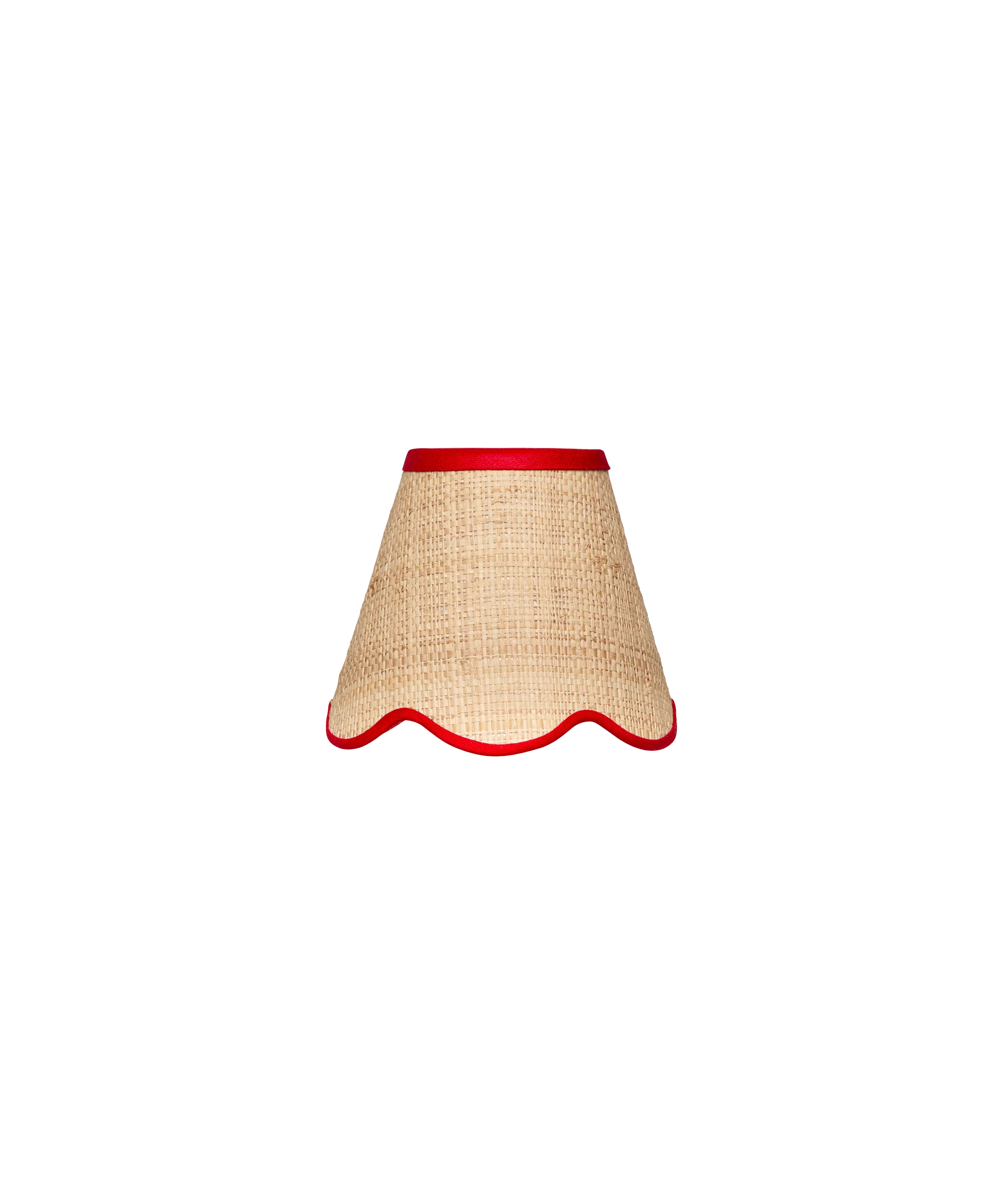 Raffia Scallop Lampshade, Red Trim, Mini - Image 4