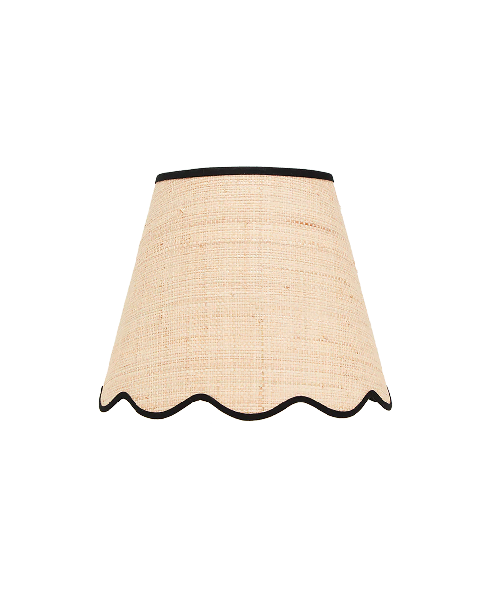 Raffia Scallop Lampshade, Black Trim, Small - Image 3