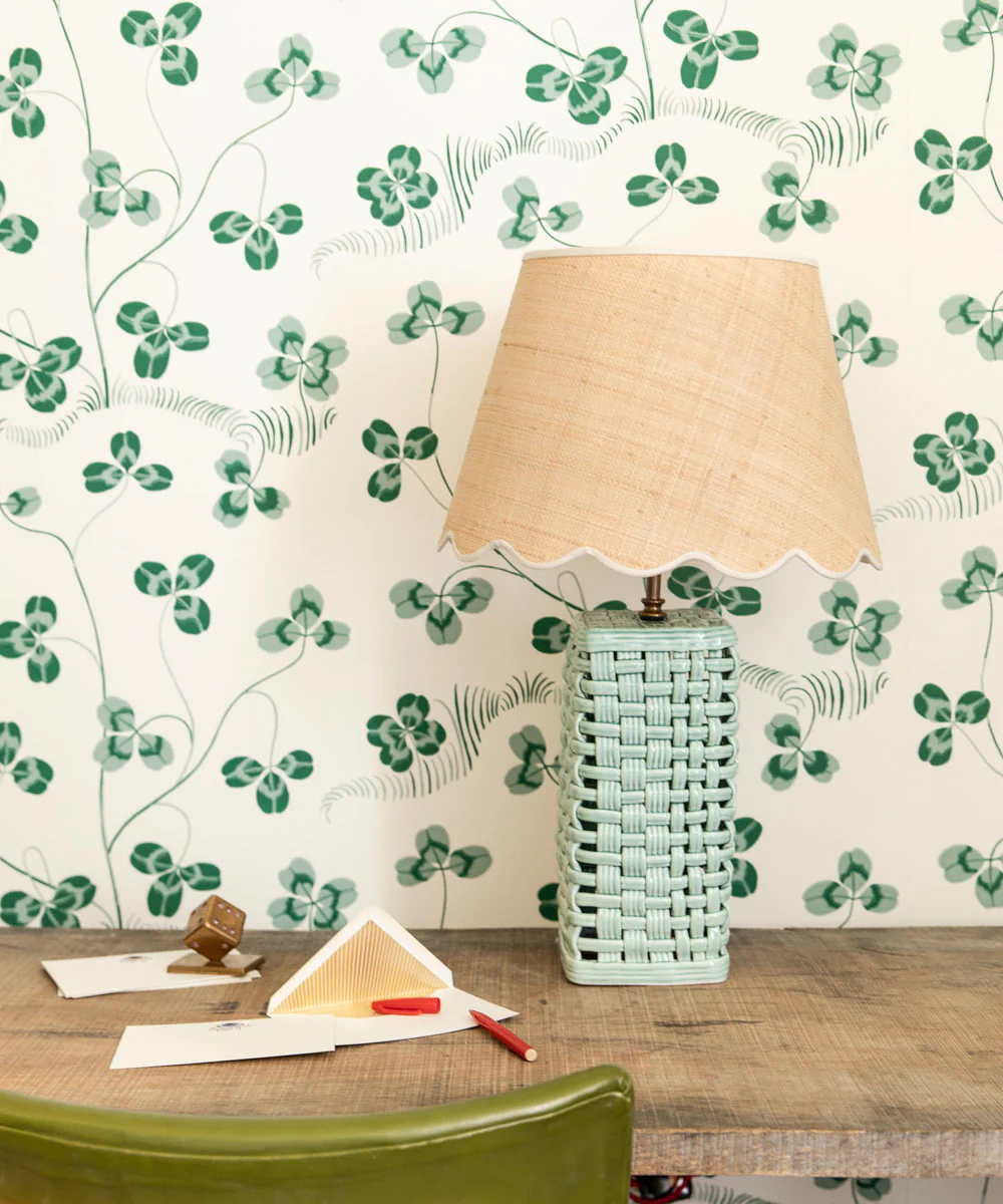 Raffia Scallop Lampshade, Cream Trim, Medium - Image 3