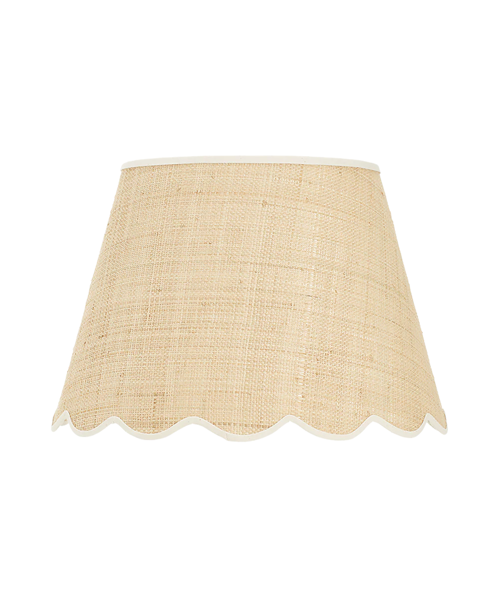 Raffia Scallop Lampshade, Cream Trim, Medium - Image 4