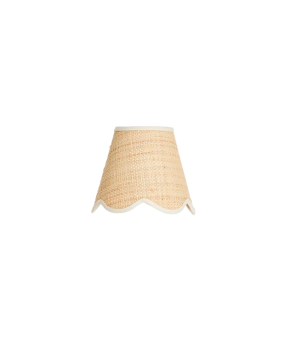 Raffia Scallop Lampshade, Cream Trim, Mini - Image 4