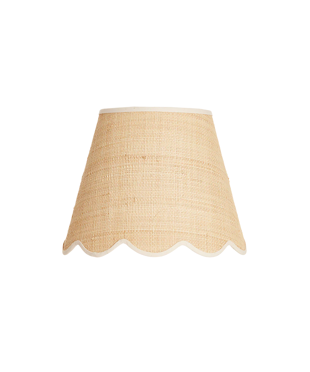 Raffia Scallop Lampshade, Cream Trim, Small - Image 3