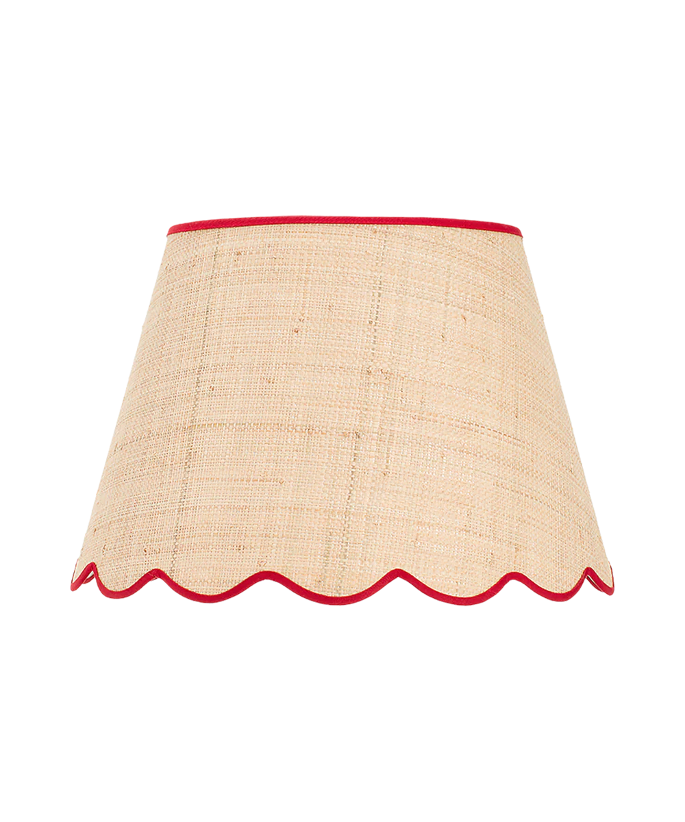 Raffia Scallop Lampshade, Red Trim, Medium - Image 3