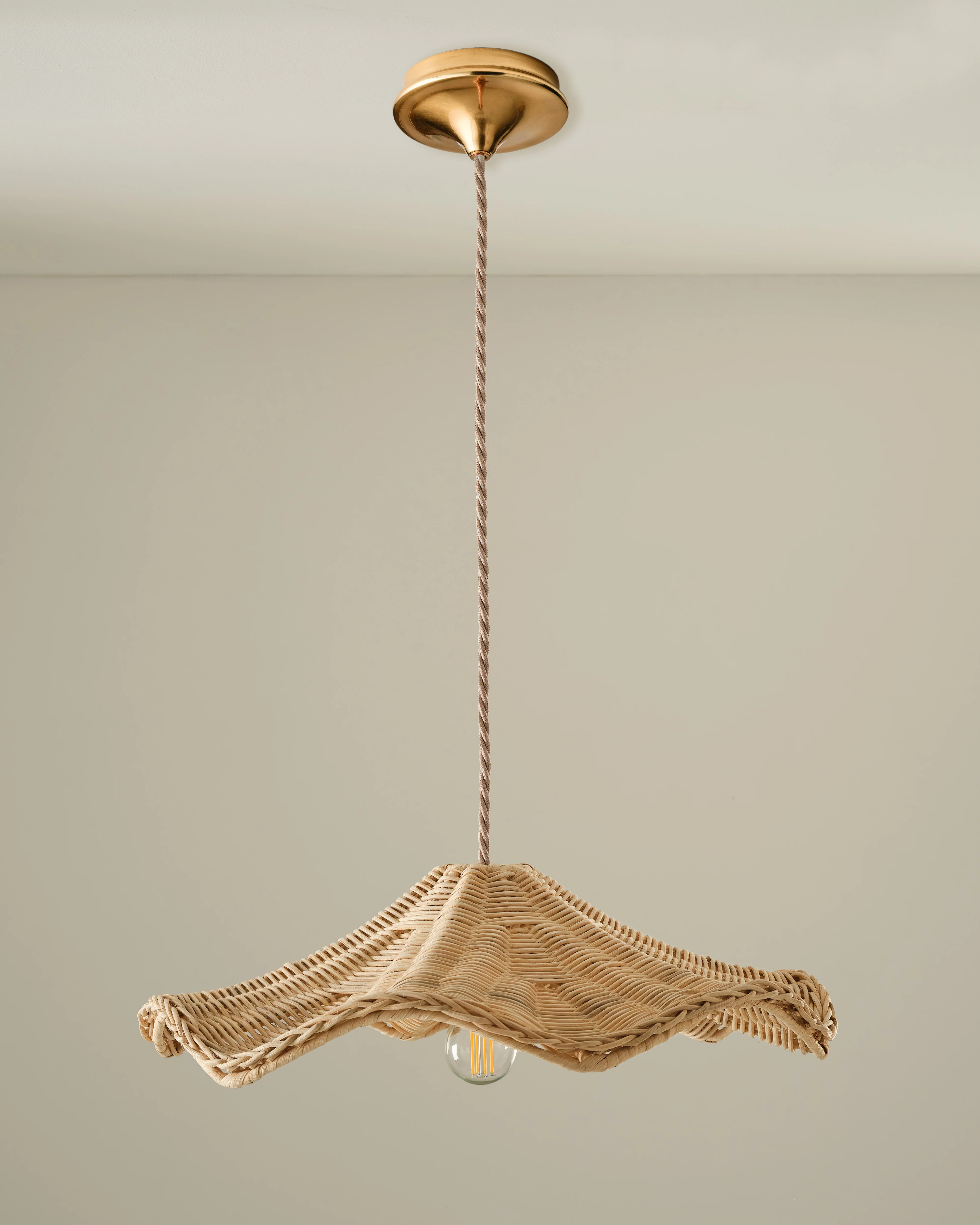 Rattan Wave Pendant Shade, Natural - Image 4