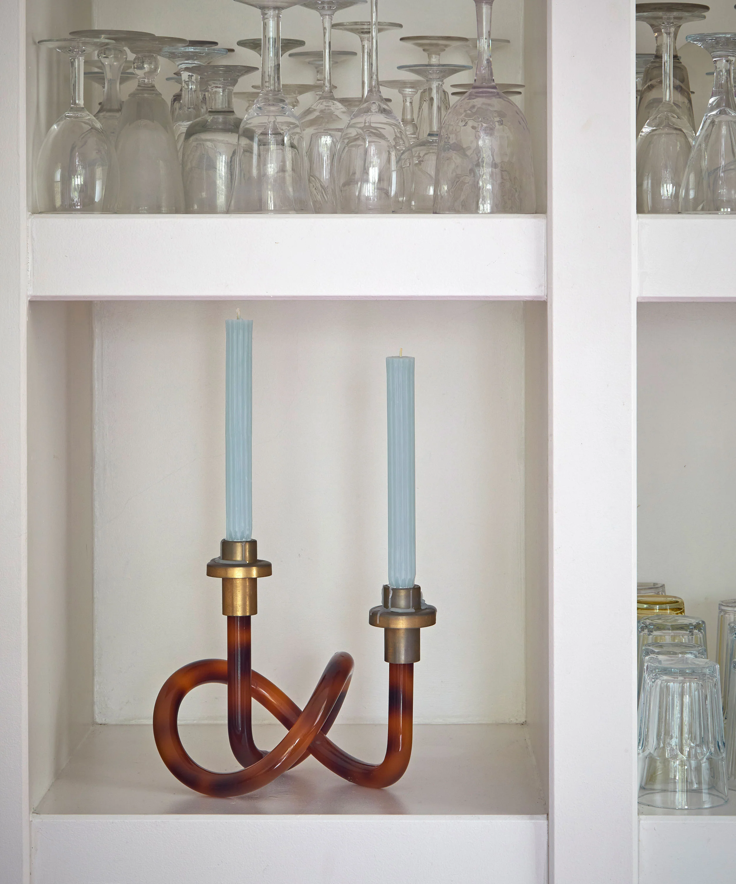 Ribbed Beeswax Candles Pack, Dusty Blue - Image 3