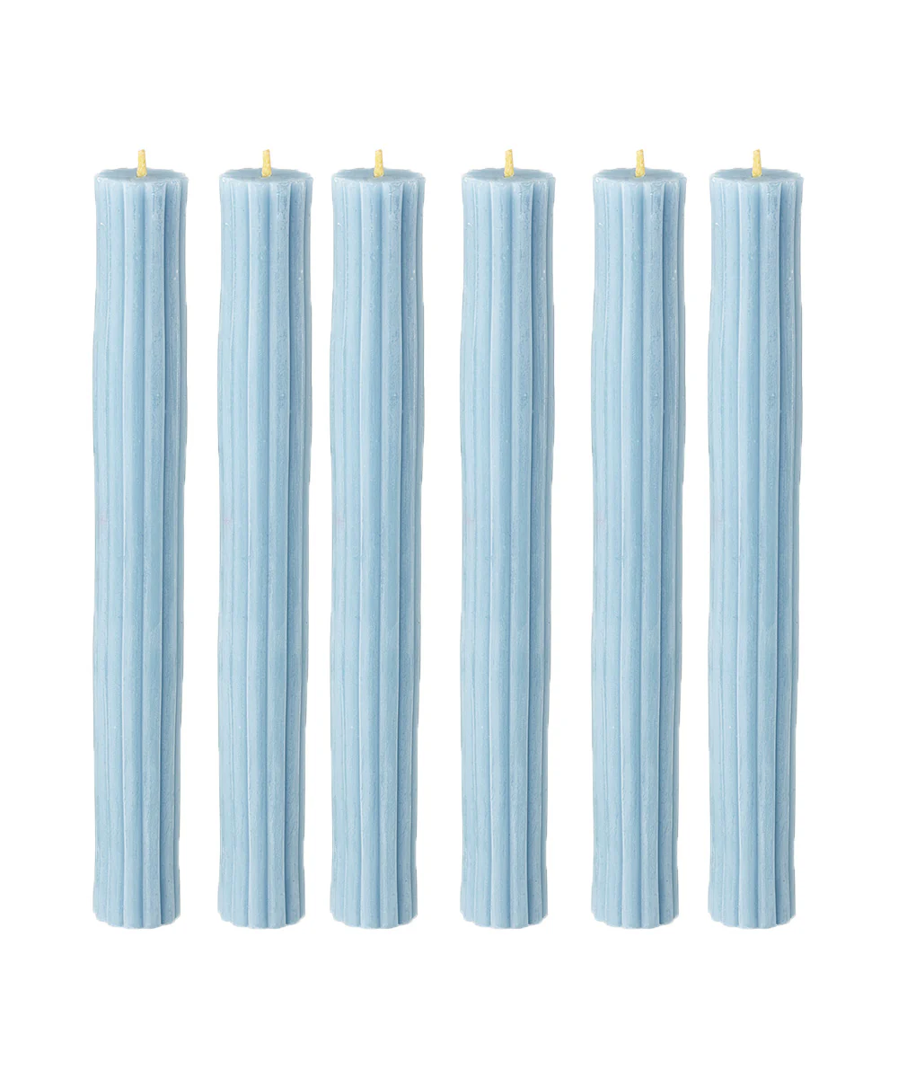 Ribbed Beeswax Candles Pack, Dusty Blue - Image 4