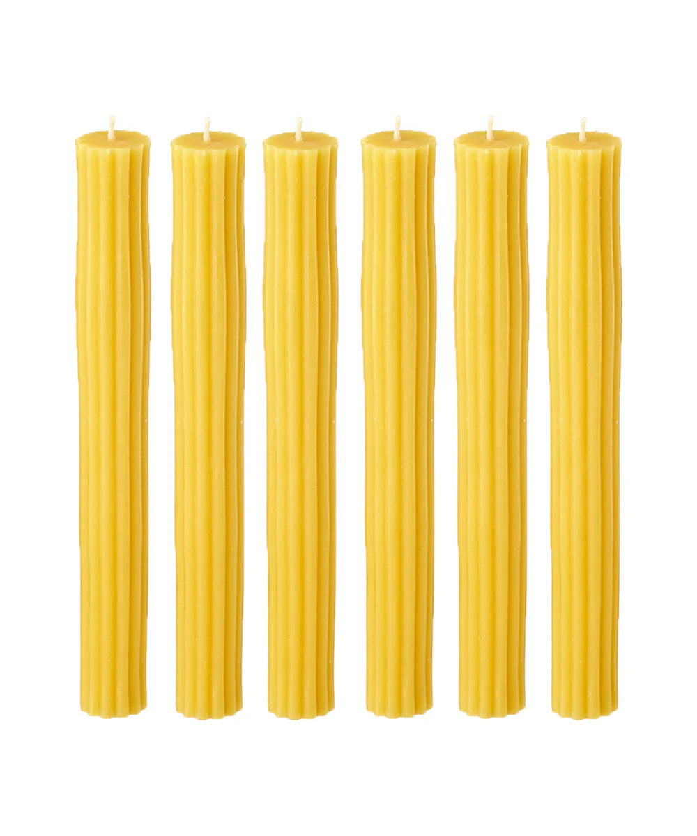 Ribbed Beeswax Candles Pack, Natural - Image 4