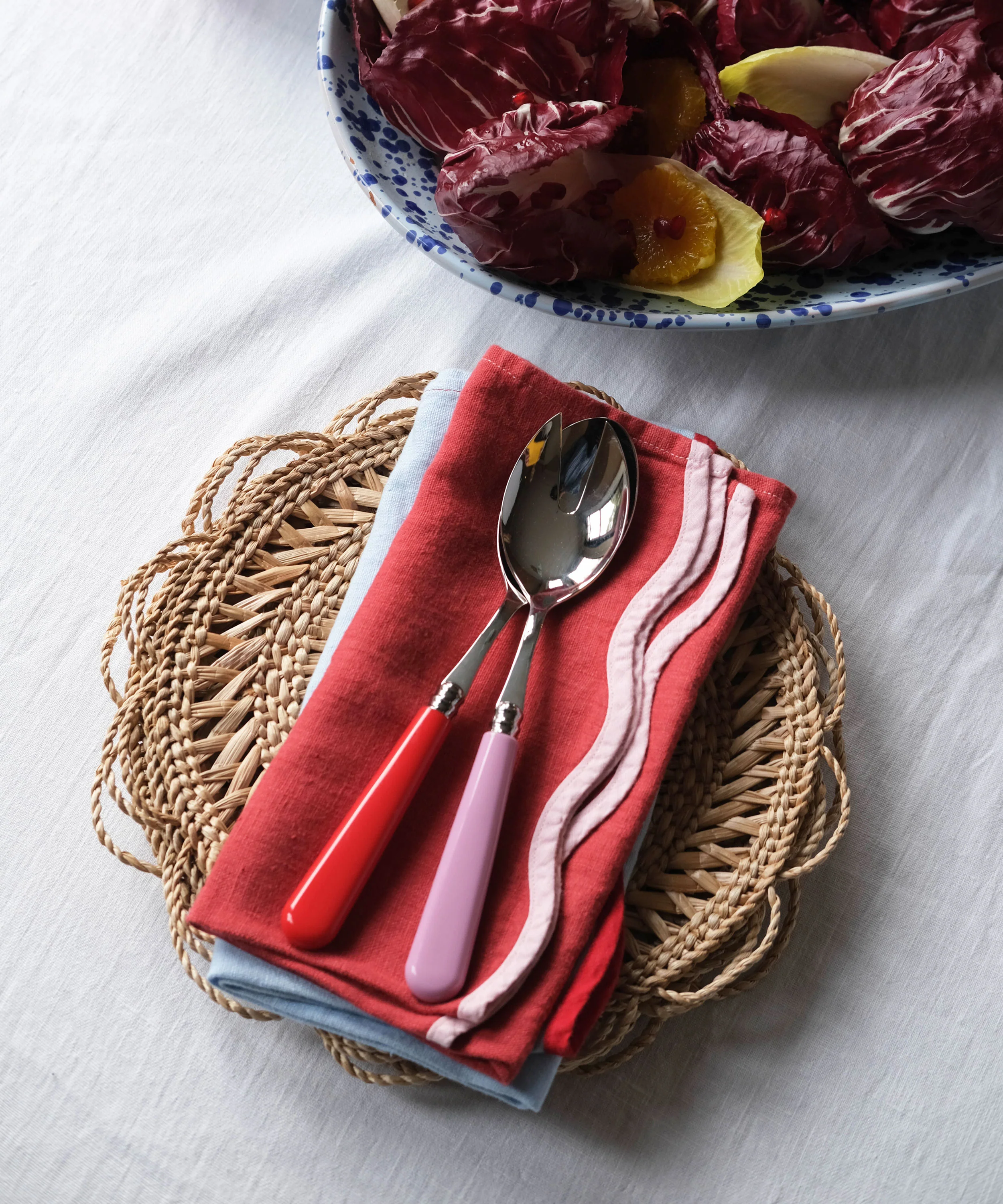 Salad Server Set, Red & Pink - Image 3
