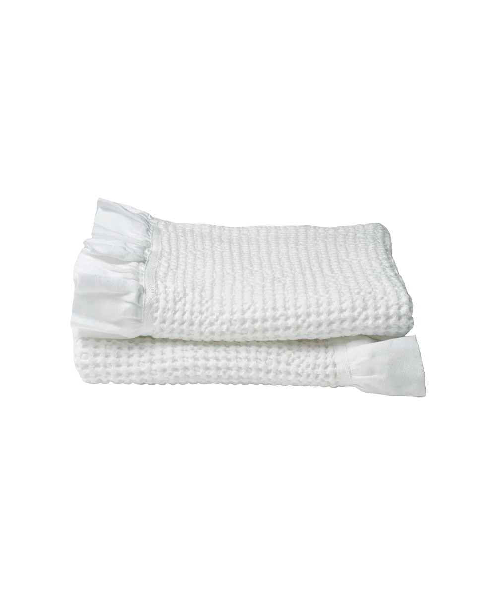 Waffle Cotton Hand Towels, Set Of 2, White - Image 4