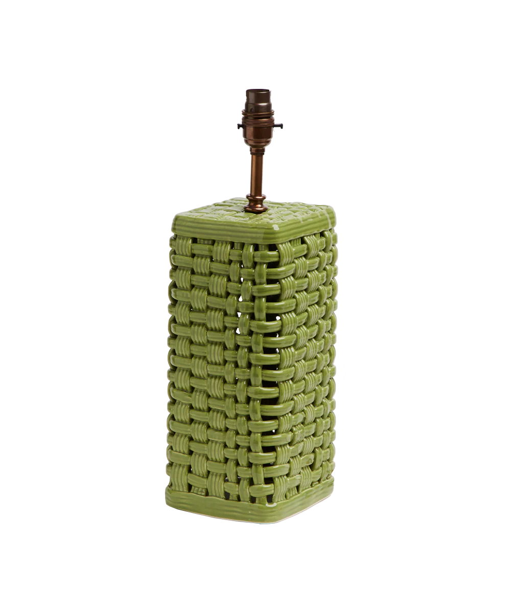 Woven Ceramic Lamp Base, Green - Image 3