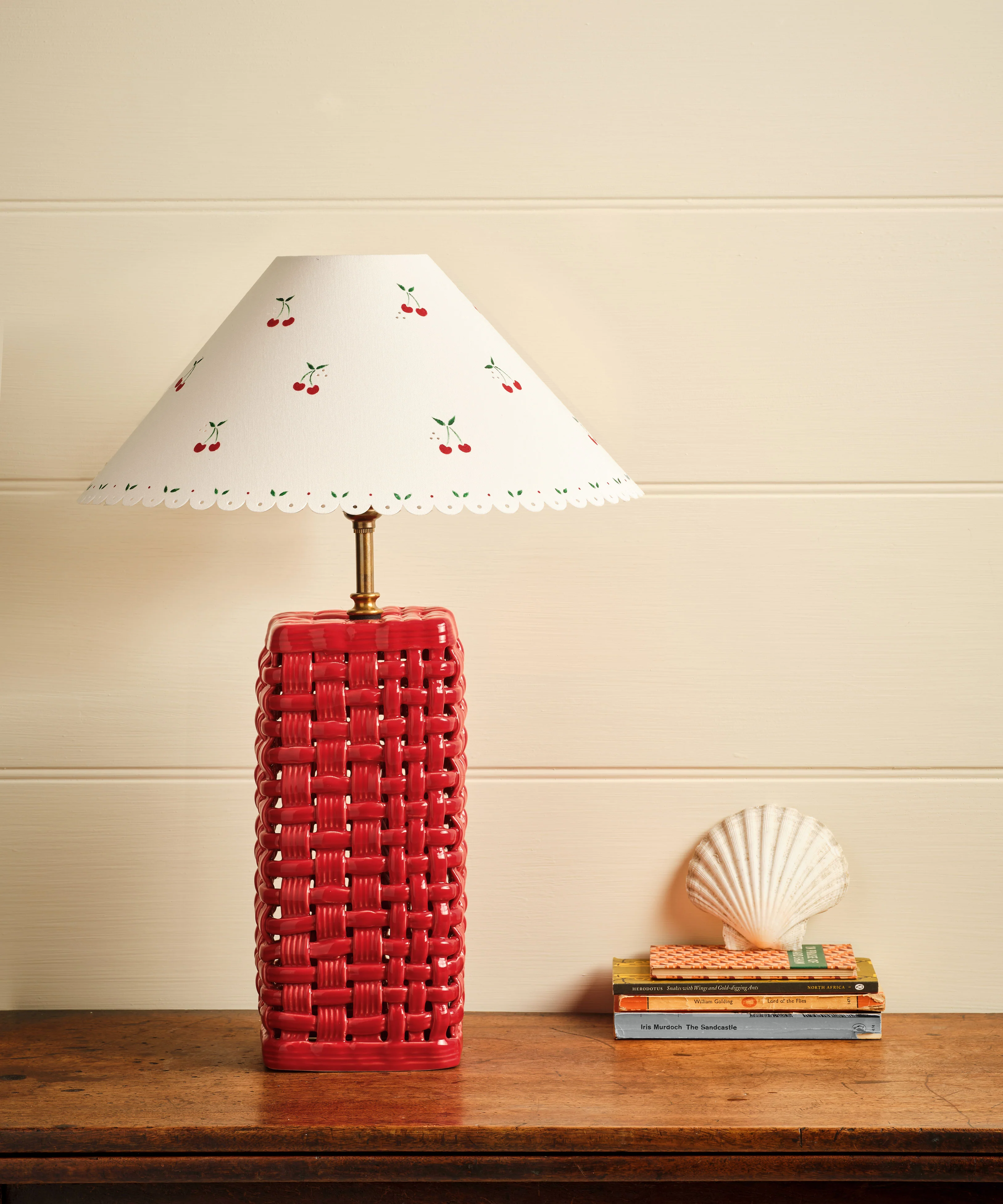Woven Ceramic Lamp Base, Red - Image 3