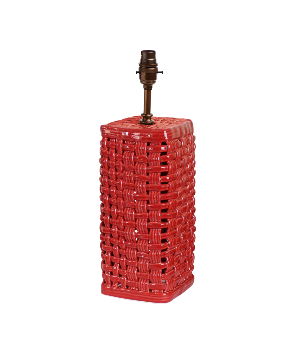 Woven Ceramic Lamp Base, Red - Image 4